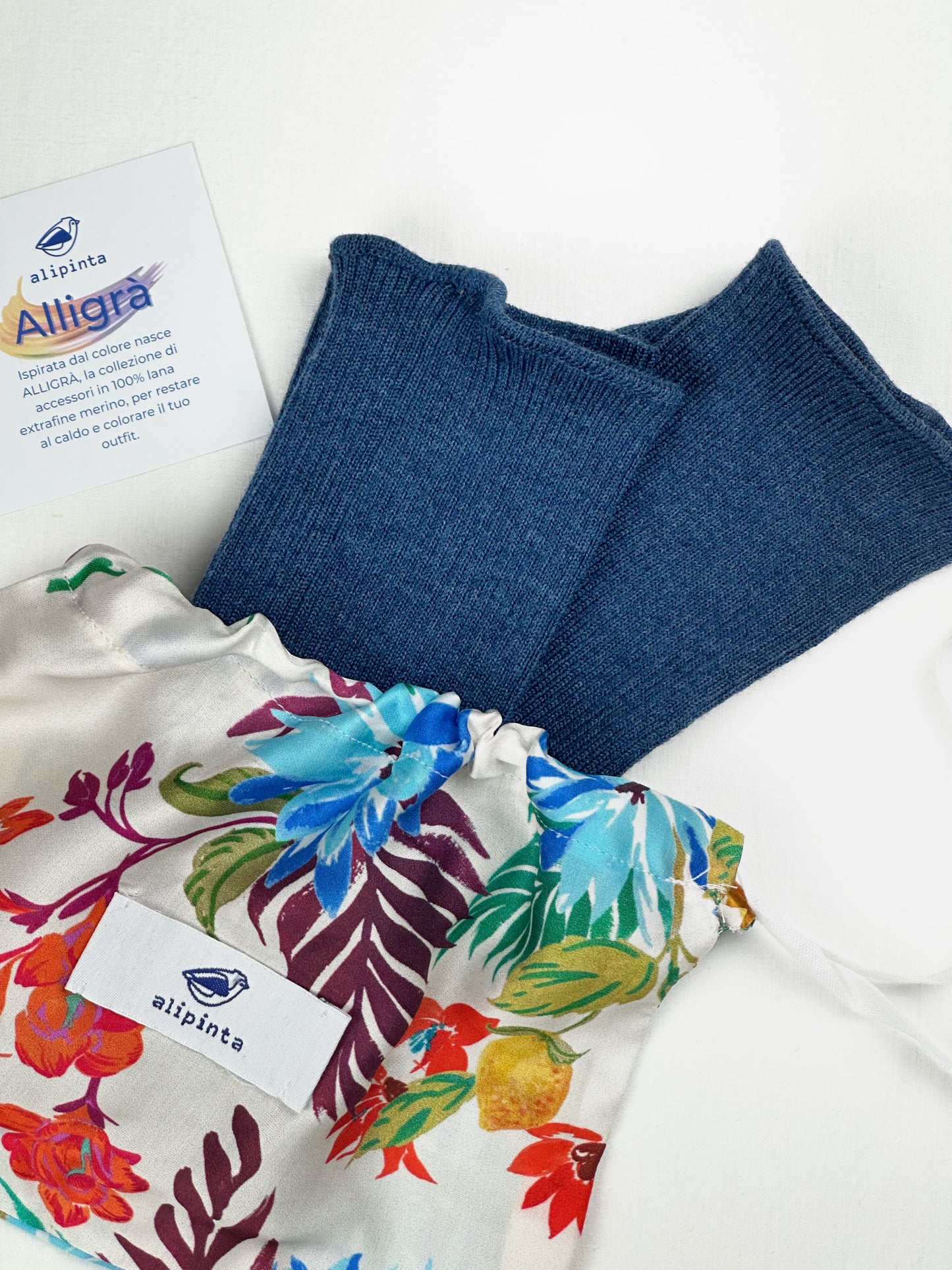 Alligrà • manicotti in lana extra fine merinos blu