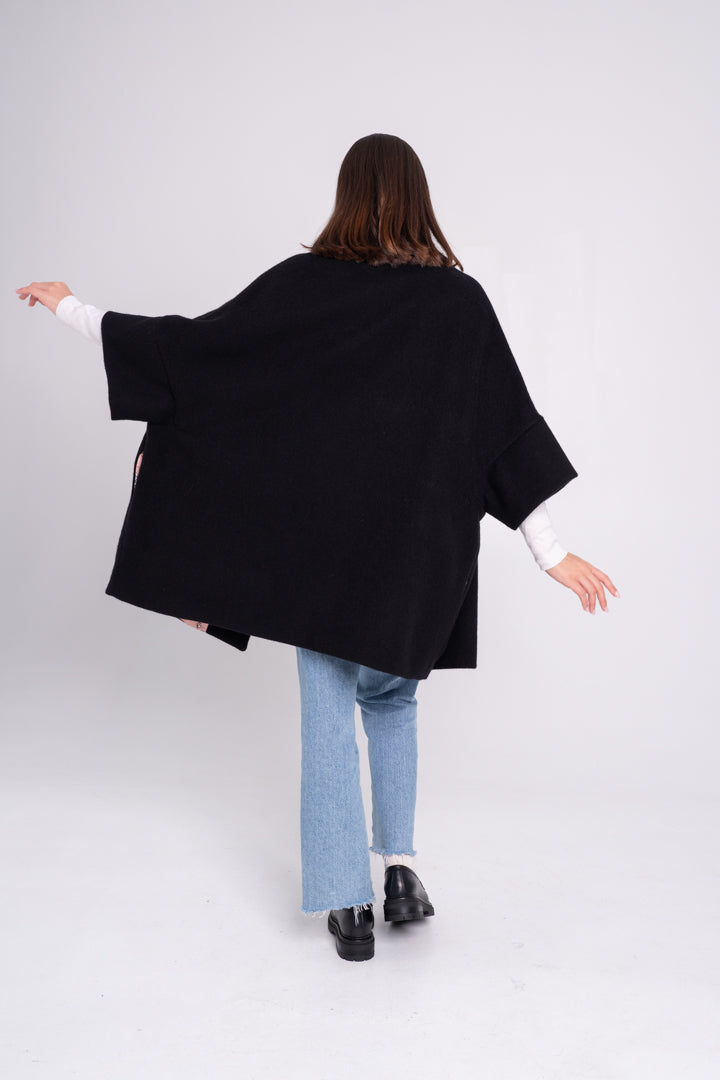 Calù • Cappotto in lana, seta e ortica nero PRE-ORDINE