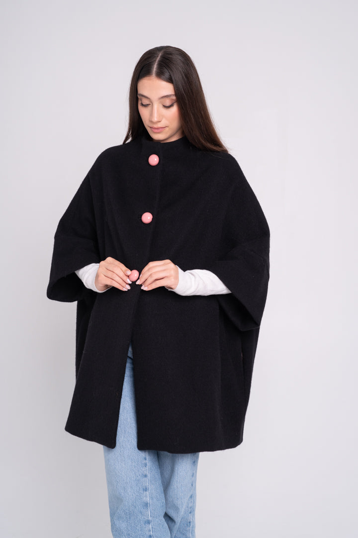 Calù • Cappotto in lana, seta e ortica nero PRE-ORDINE