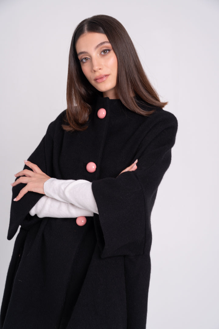 Calù • Cappotto in lana, seta e ortica nero PRE-ORDINE