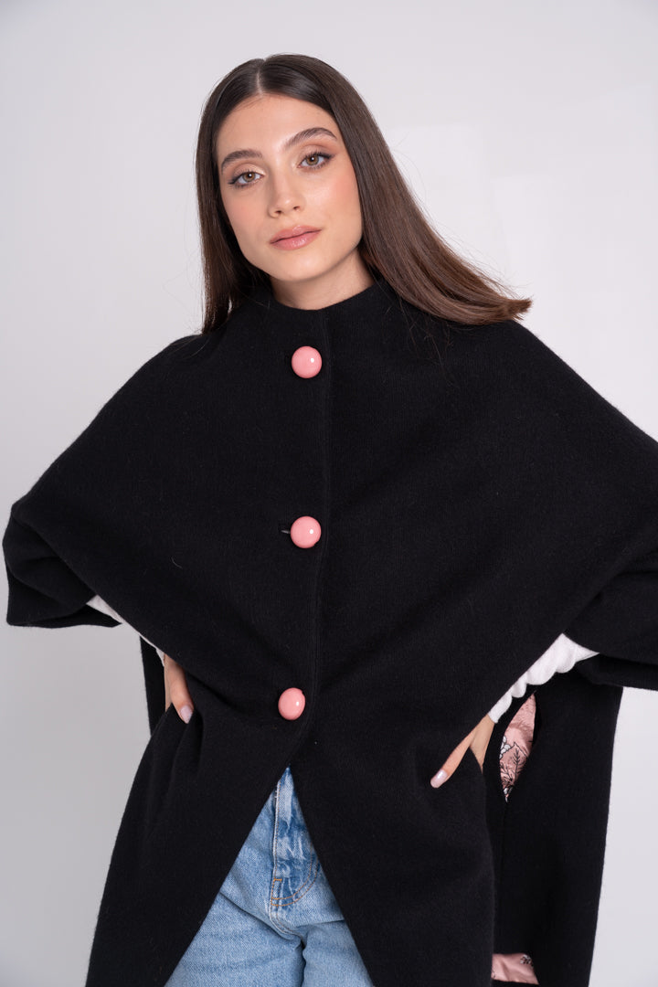 Calù • Cappotto in lana, seta e ortica nero PRE-ORDINE