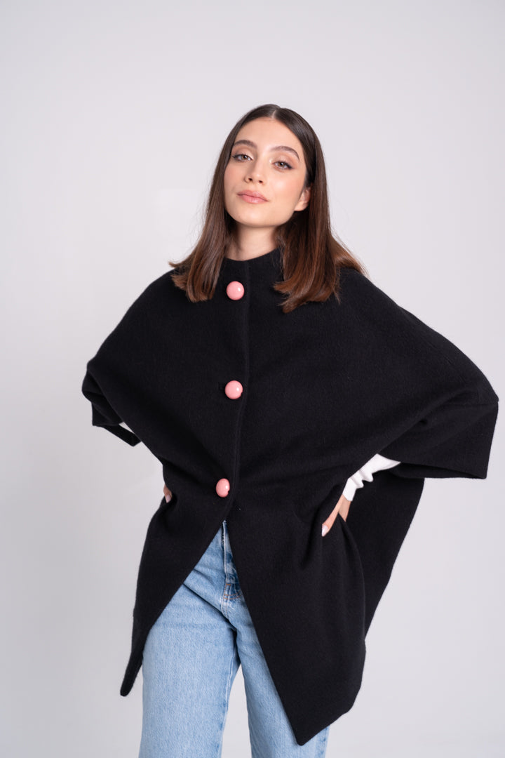 Calù • Cappotto in lana, seta e ortica nero PRE-ORDINE
