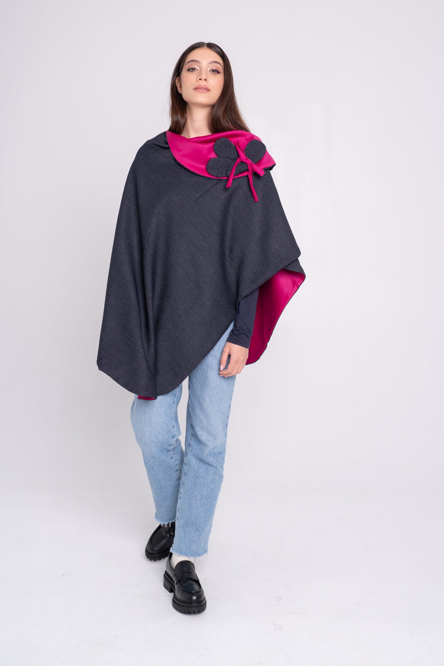 Mantò - puntinato blu e fucsia