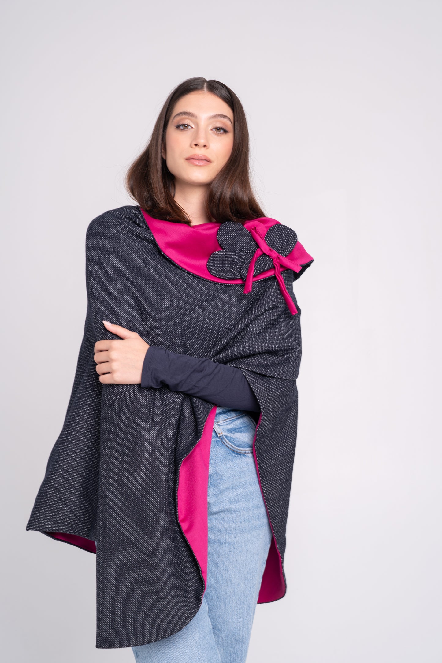 Mantò - puntinato blu e fucsia