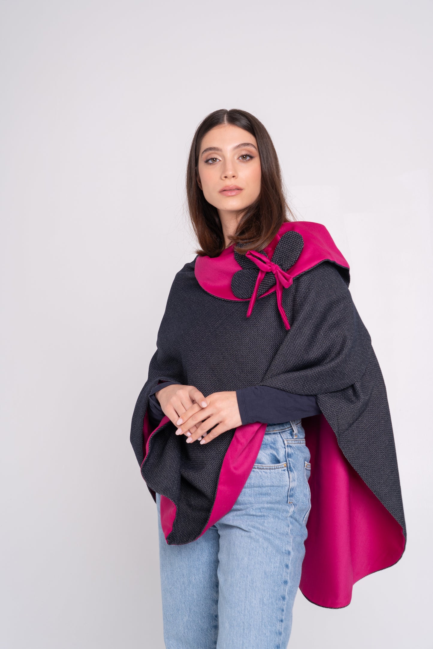 Mantò - puntinato blu e fucsia