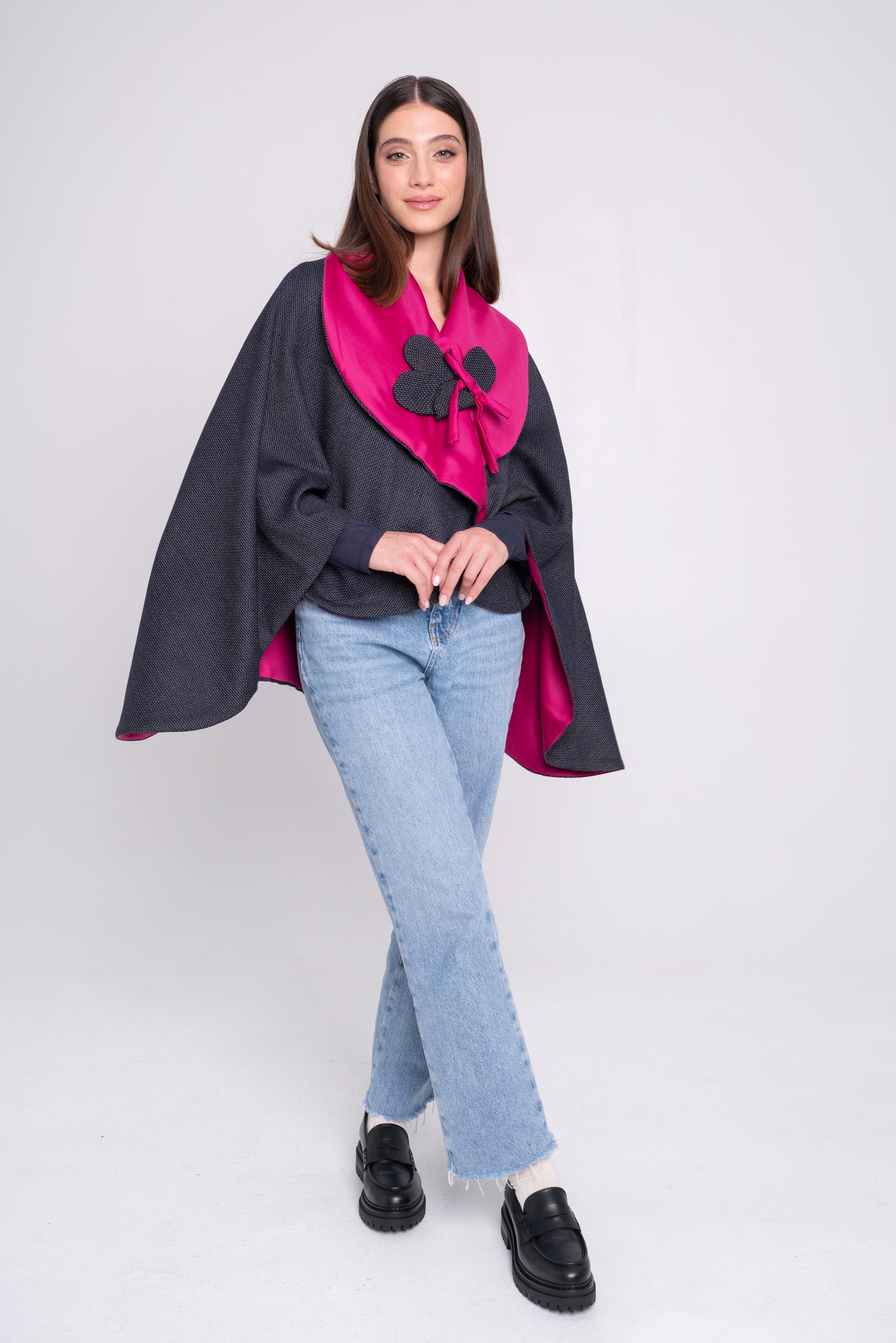Mantò - puntinato blu e fucsia