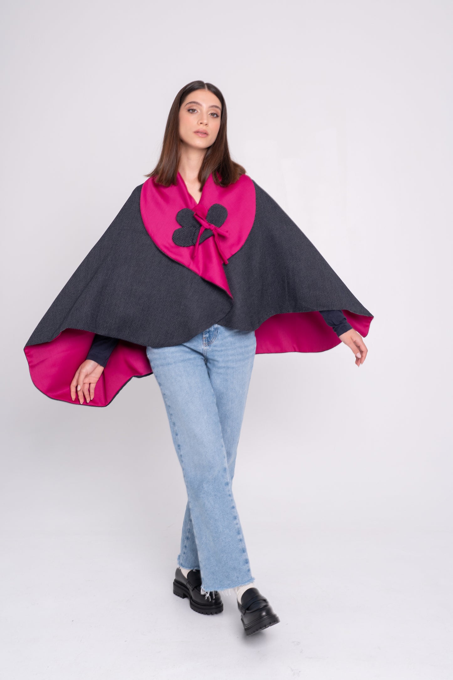 Mantò - puntinato blu e fucsia