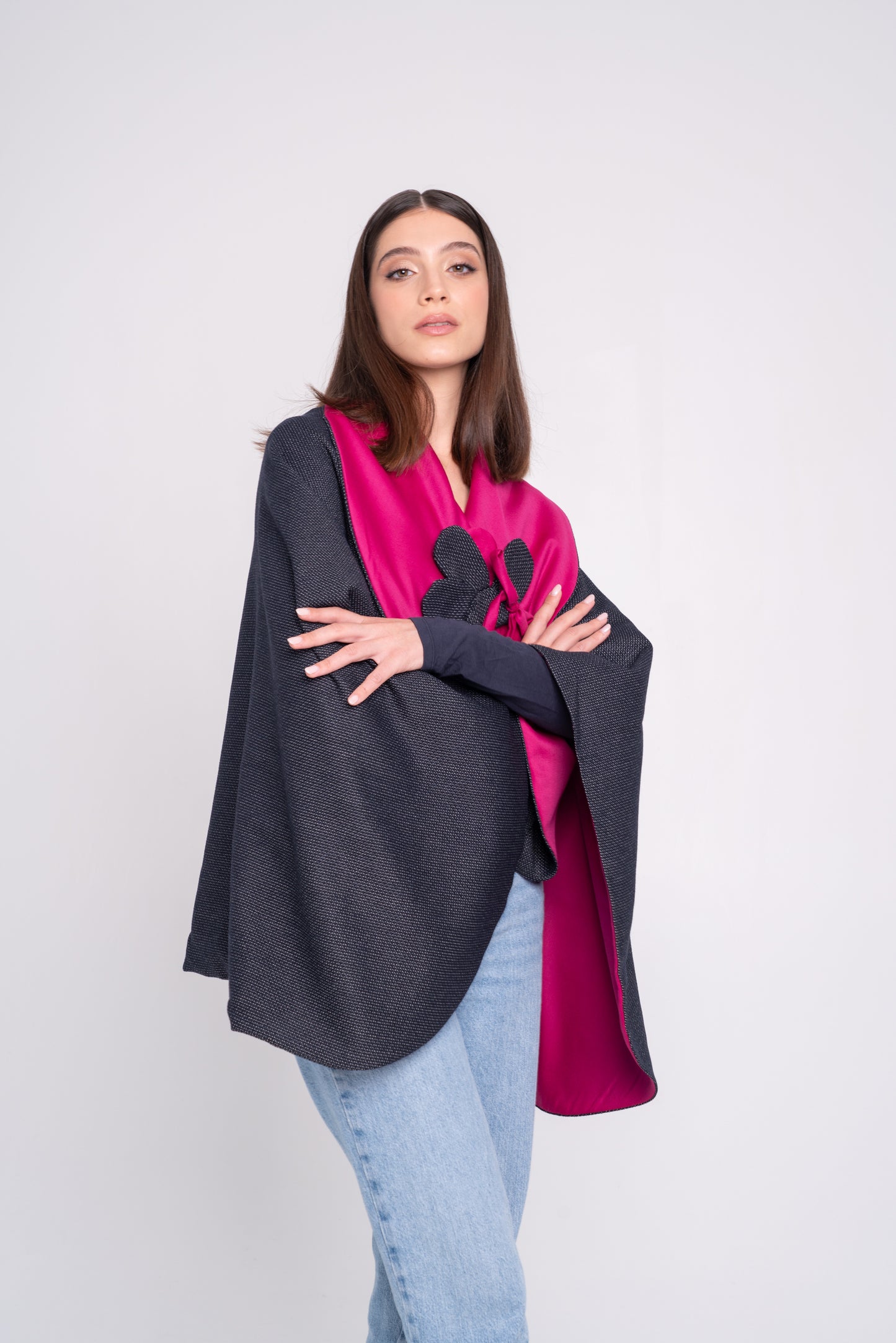 Mantò - puntinato blu e fucsia