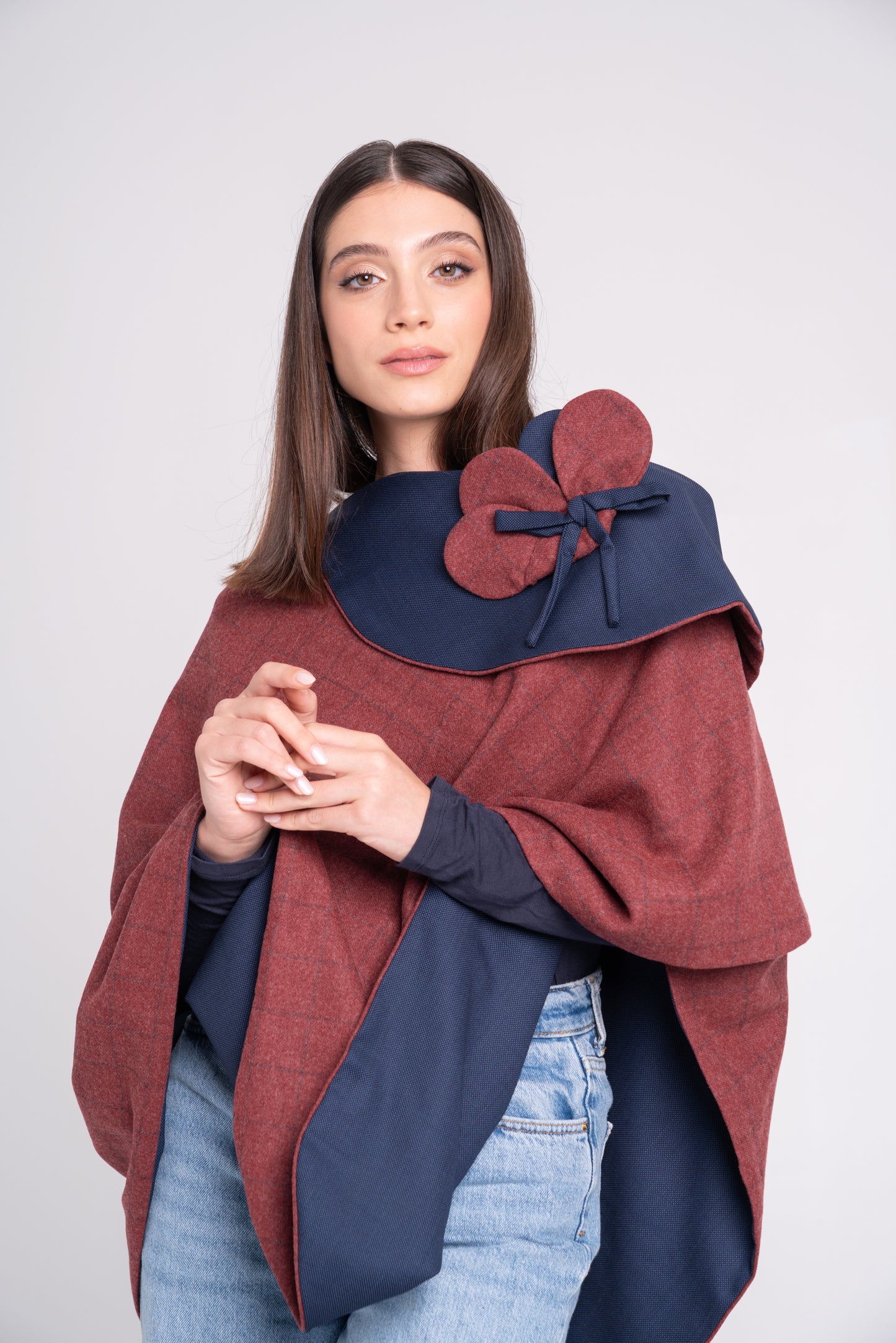 Mantò - checked bordeaux e puntinato blu