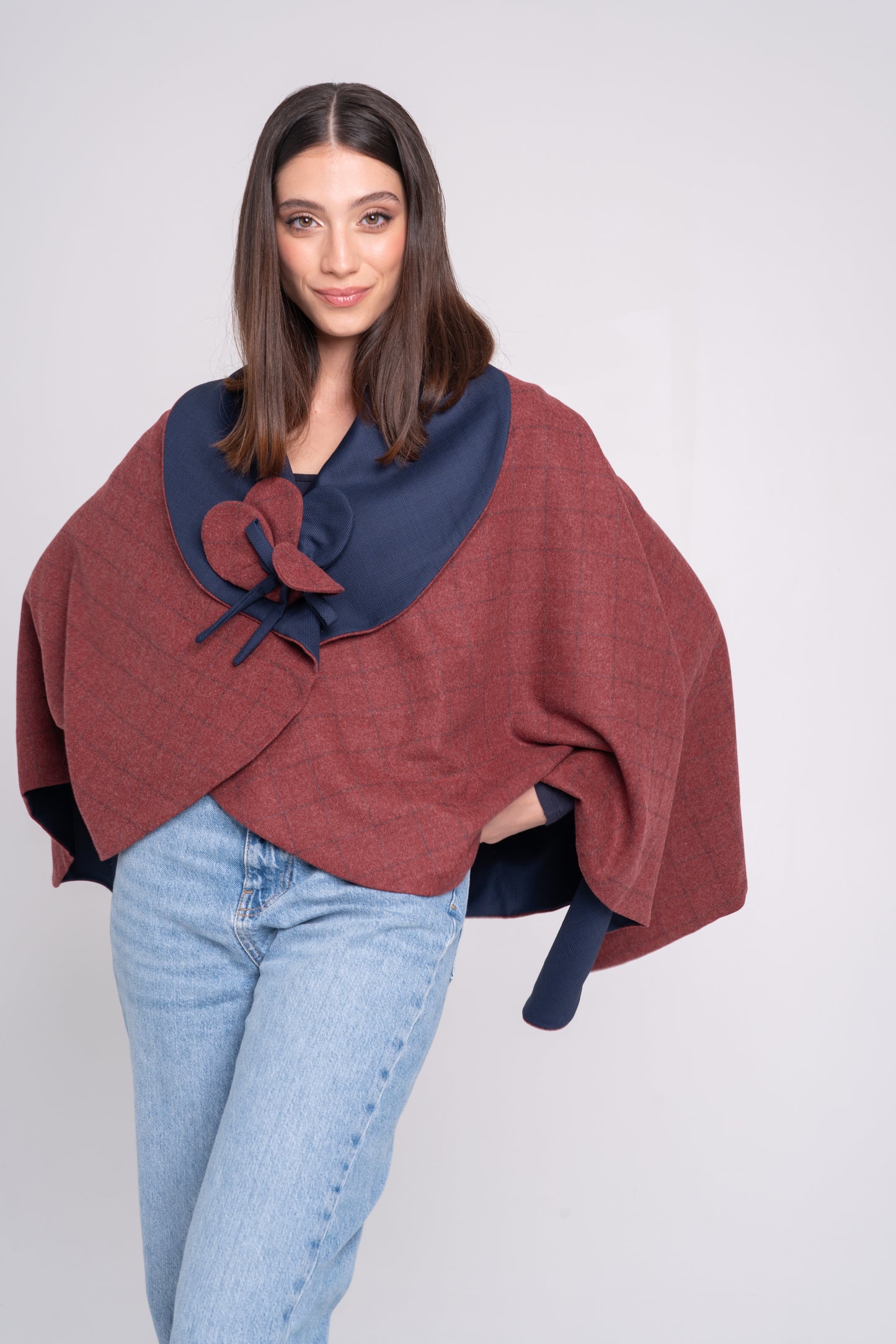 Mantò - checked bordeaux e puntinato blu