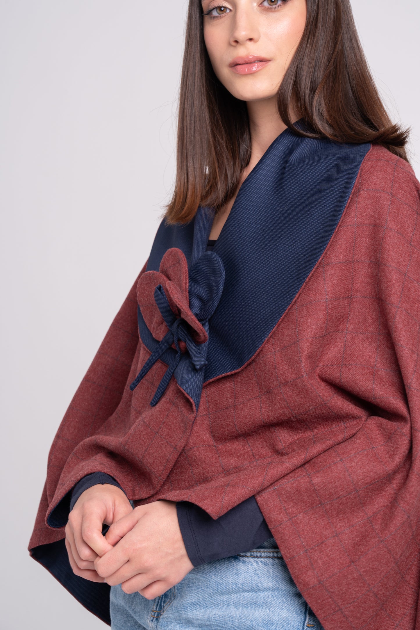 Mantò - checked bordeaux e puntinato blu