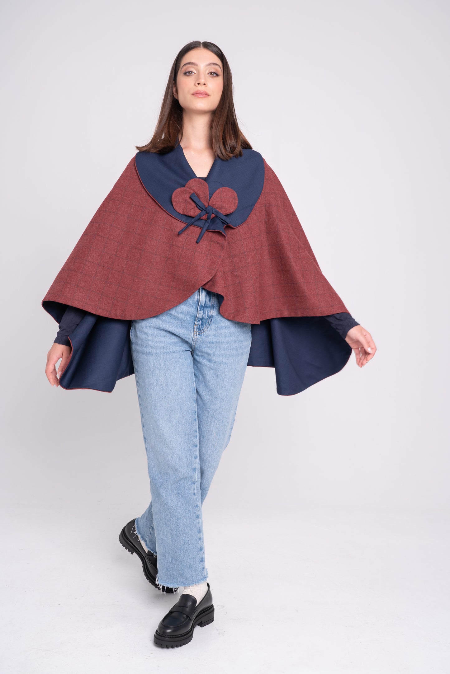 Mantò - checked bordeaux e puntinato blu