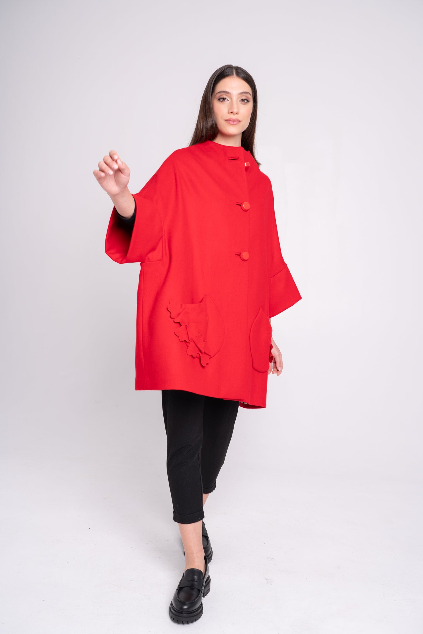 Calù Persefone • Cappotto in lana e cachemire rosso