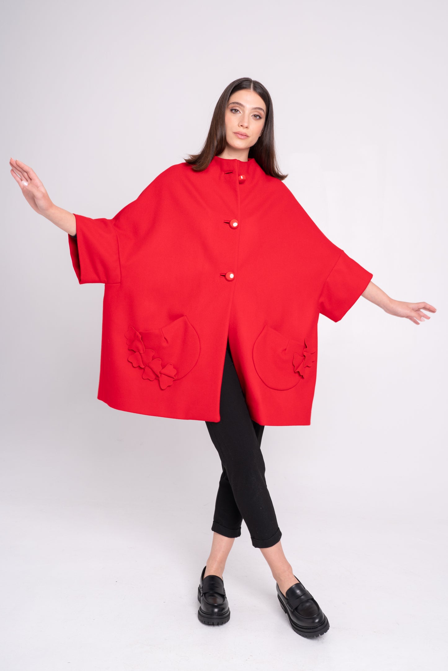 Calù Persefone • Cappotto in lana e cachemire rosso