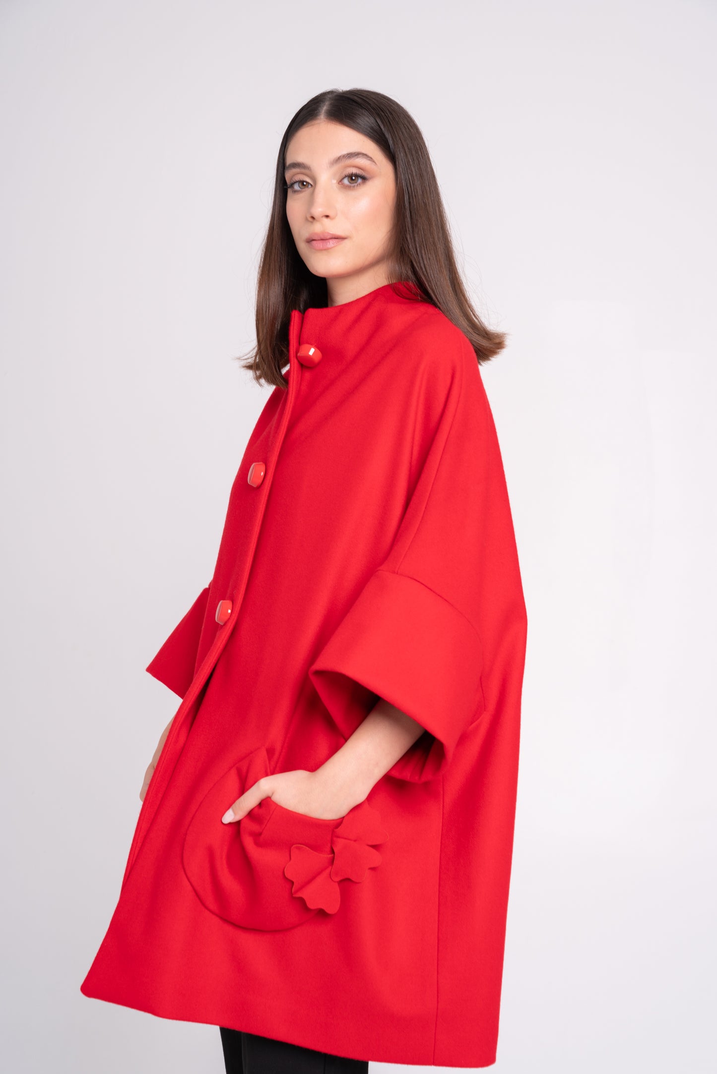 Calù Persefone • Cappotto in lana e cachemire rosso