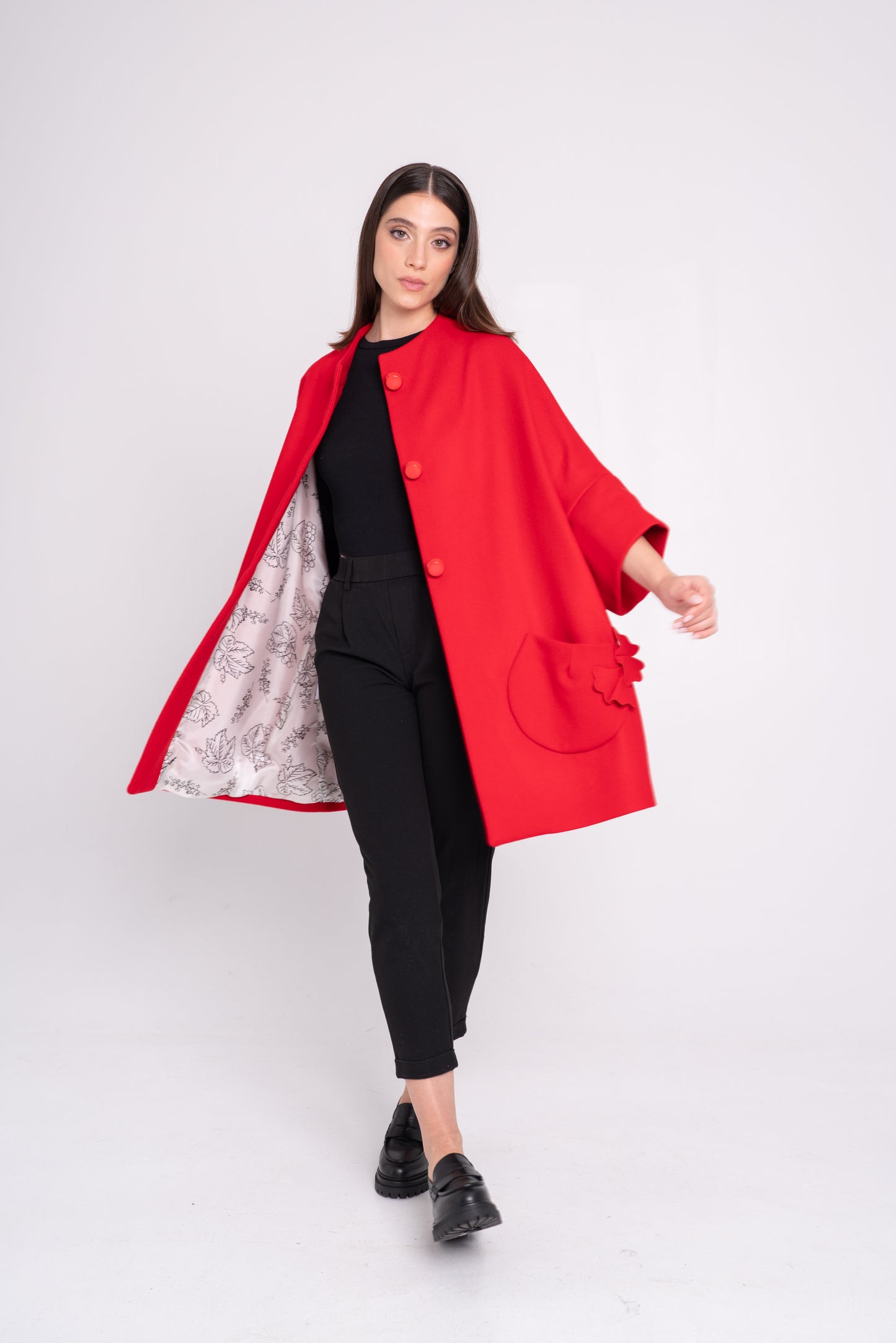 Calù Persefone • Cappotto in lana e cachemire rosso