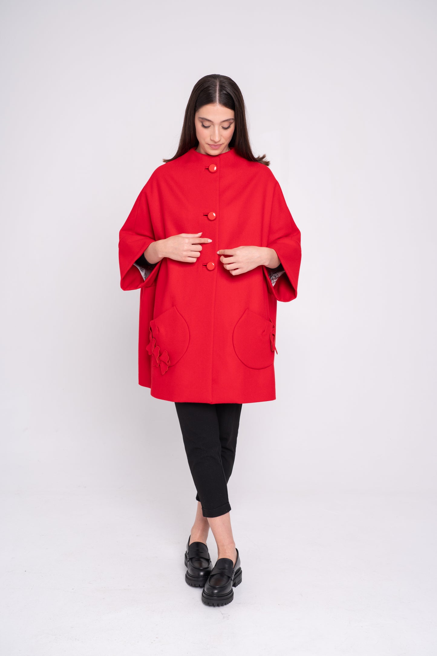 Calù Persefone • Cappotto in lana e cachemire rosso