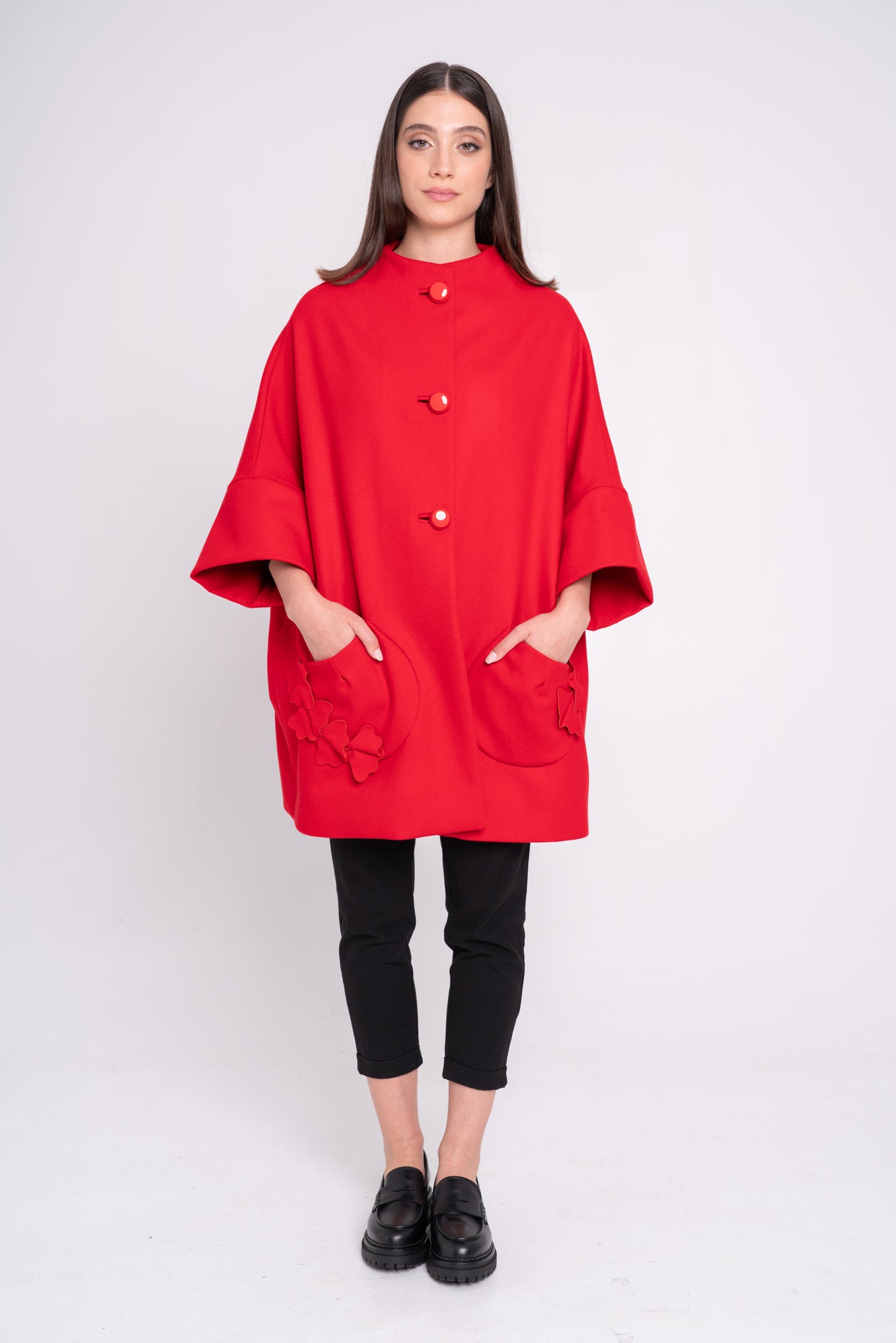 Calù Persefone • Cappotto in lana e cachemire rosso