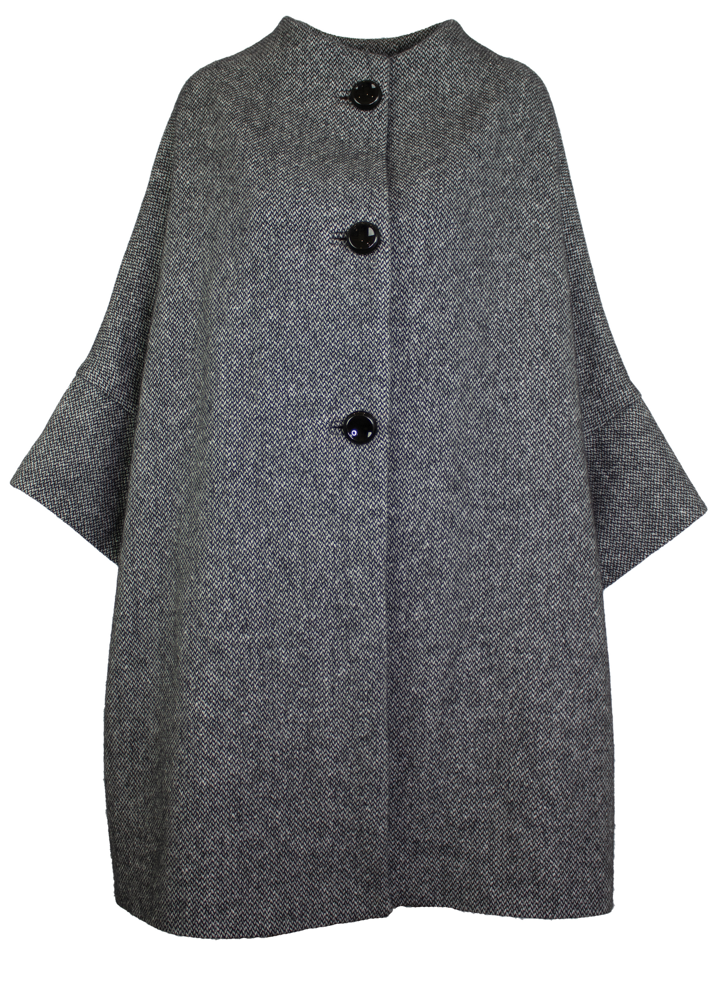 Calù • Cappotto in lana e cachemire puntinato nero