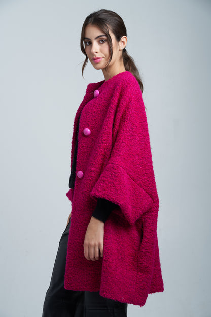 Calù • Cappotto in lana e alpaca fucsia