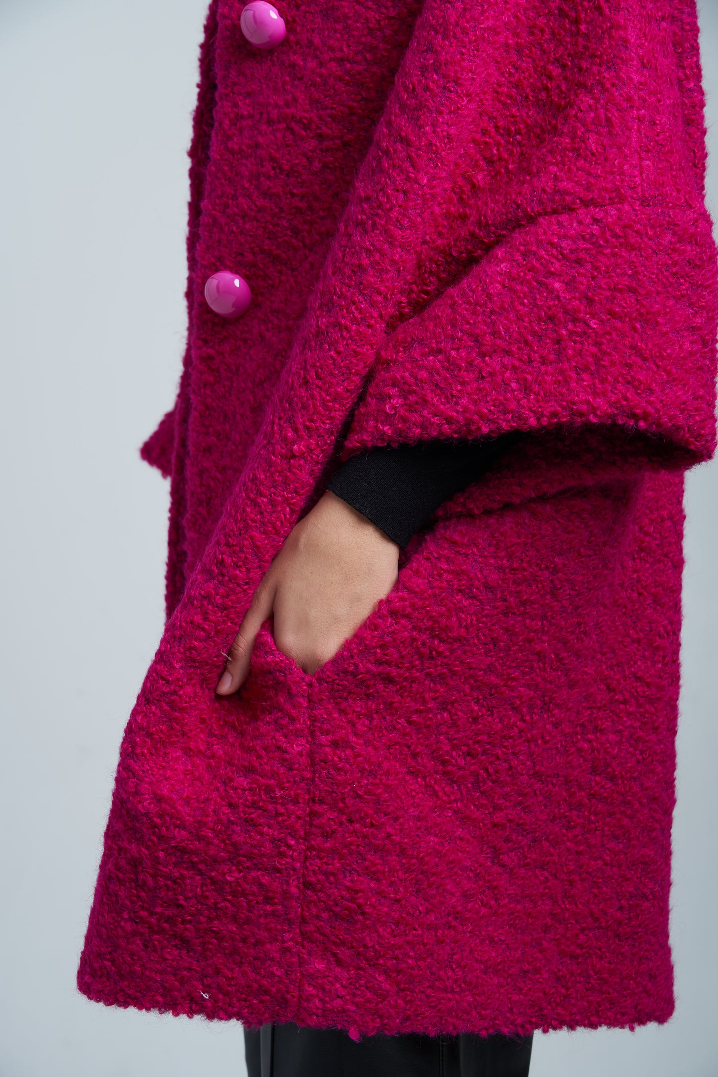 Calù • Cappotto in lana e alpaca fucsia