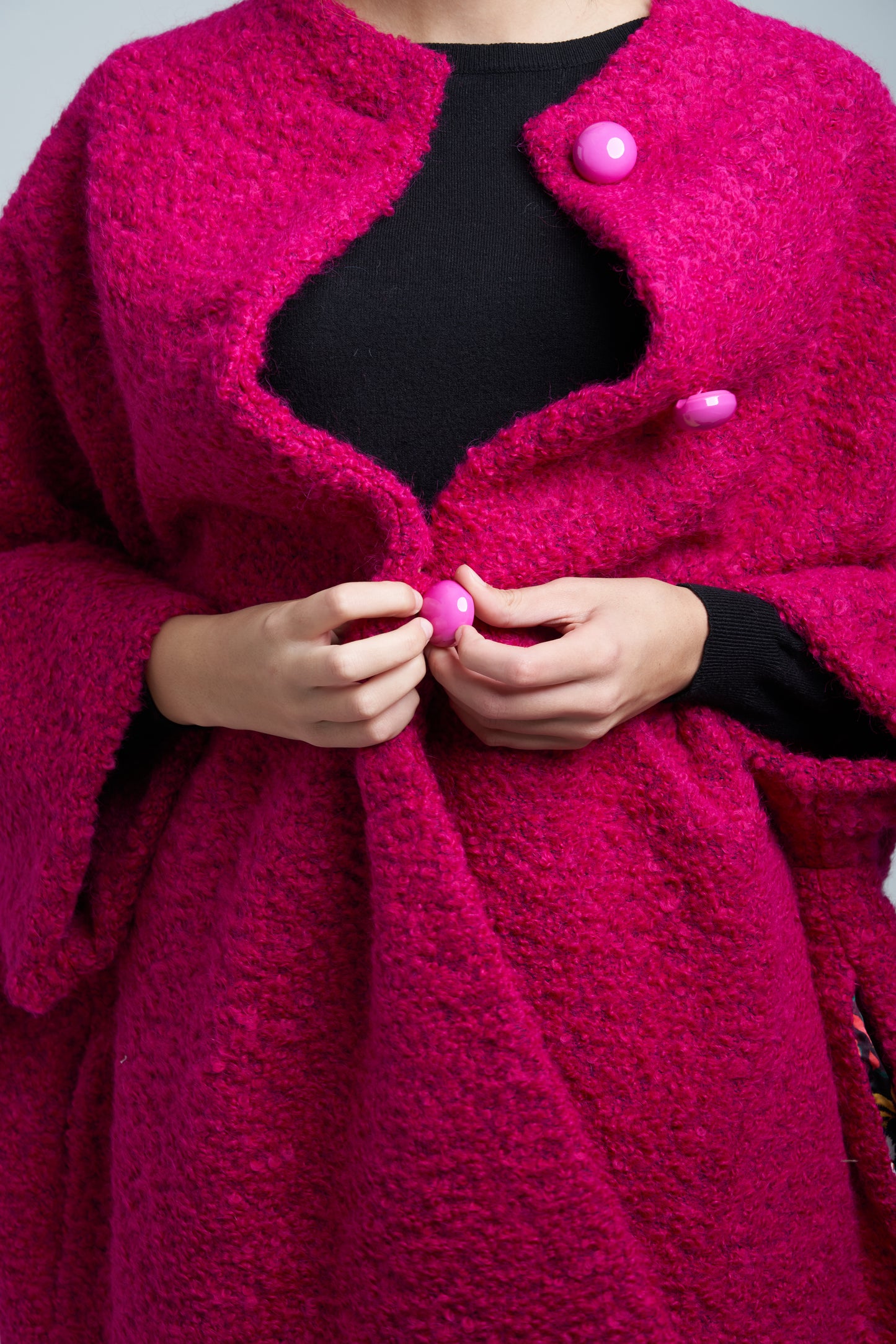 Calù • Cappotto in lana e alpaca fucsia