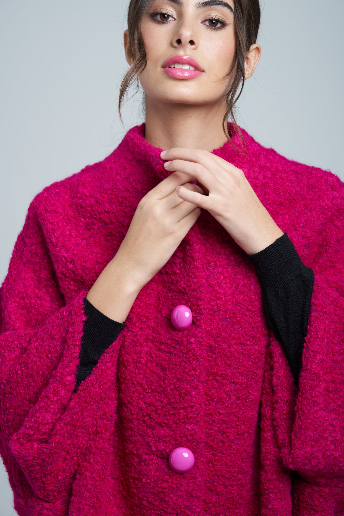 Calù • Cappotto in lana e alpaca fucsia