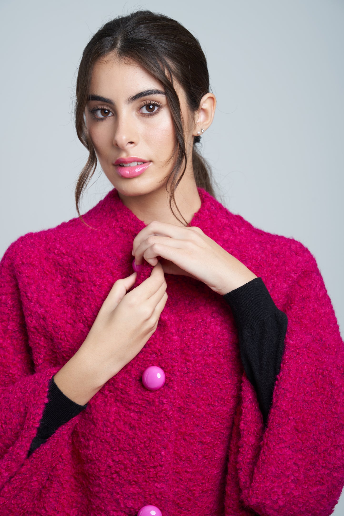 Calù • Cappotto in lana e alpaca fucsia