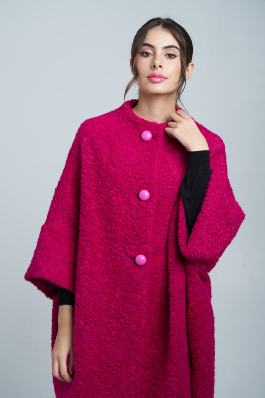 Calù • Cappotto in lana e alpaca fucsia