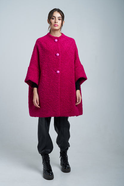 Calù • Cappotto in lana e alpaca fucsia