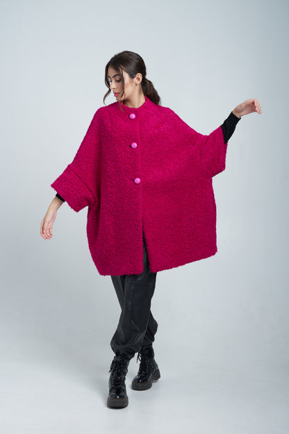 Calù • Cappotto in lana e alpaca fucsia