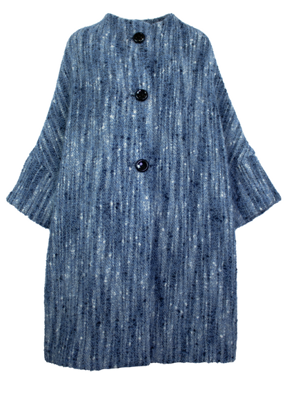 Calù • Cappotto in lana, cachemire e seta bouclè melange azzurro