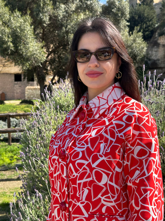 Grace corallo fantasia astratta collo alla Napoleone pre-order