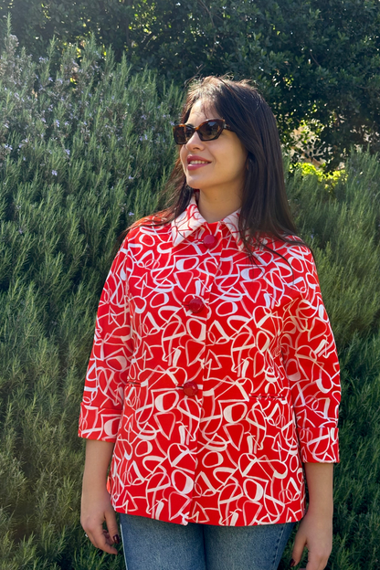 Grace corallo fantasia astratta collo alla Napoleone pre-order