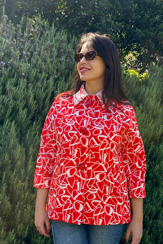 Grace corallo fantasia astratta collo alla Napoleone pre-order