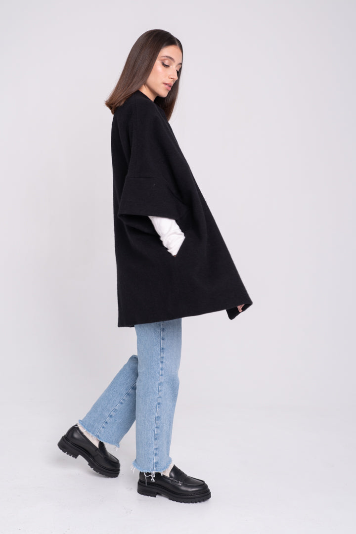 Calù • Coat in black wool and cashmere