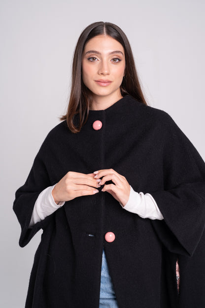 Calù • Cappotto in lana, seta e ortica nero PRE-ORDINE