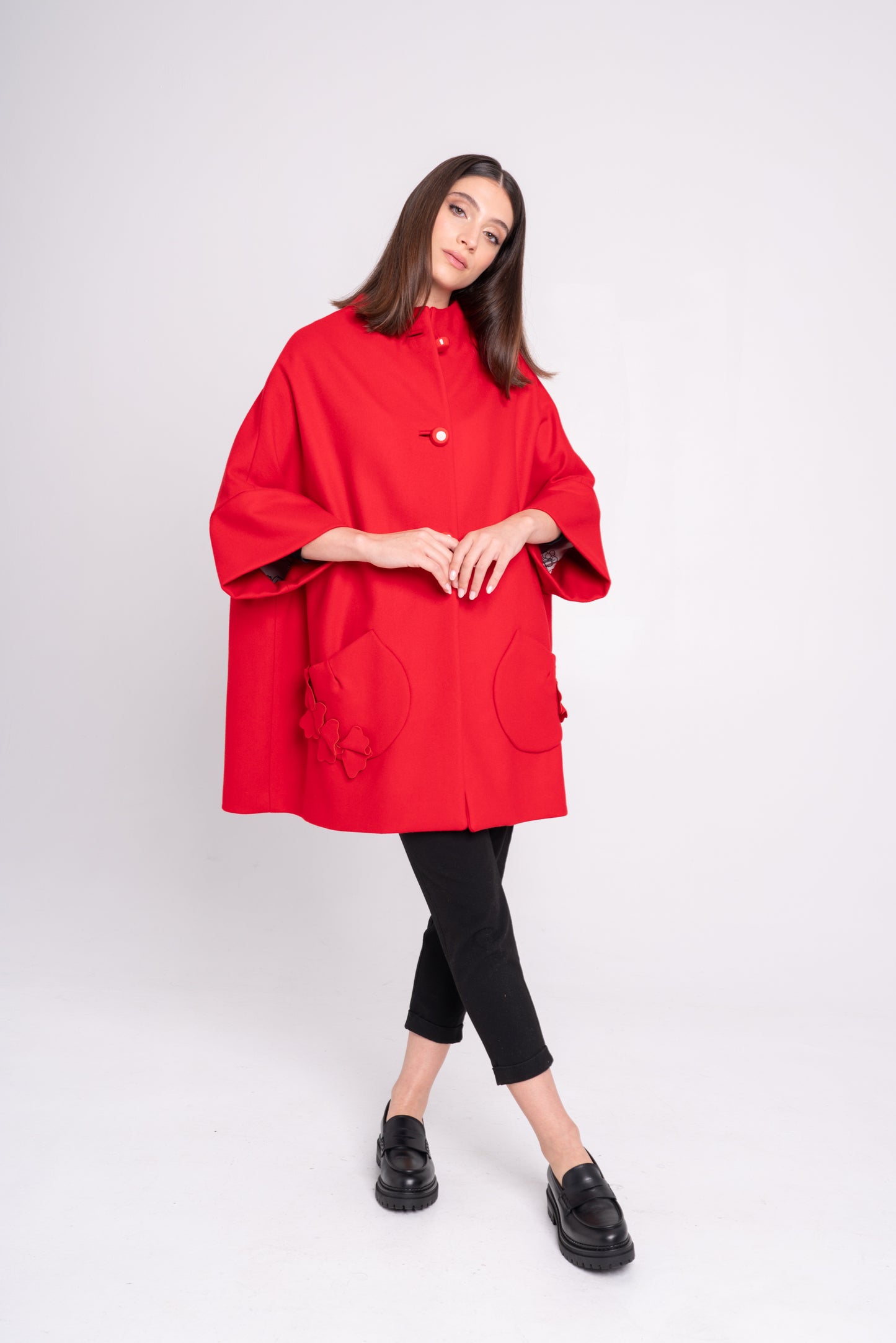 Calù Persefone • Cappotto in lana e cachemire rosso